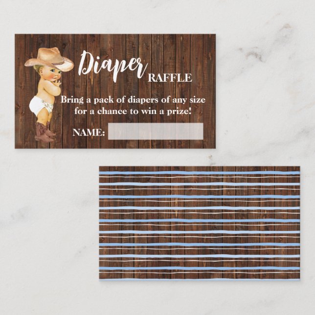 Little Cowboy Diaper Raffle Ticket Baby Shower (Front/Back)