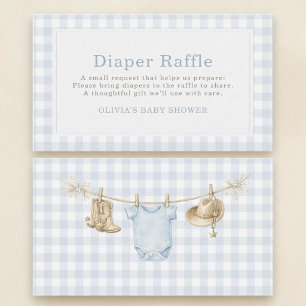 Little Cowboy Gingham Diaper Raffle Baby Shower Enclosure Card