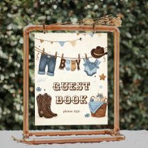 Little cowboy Guest book poster