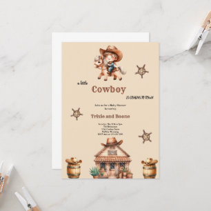 little cowboy is coming to town cowboy babyshower invitation