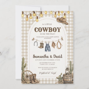 Little Cowboy Is On The Way Baby Shower Invitation