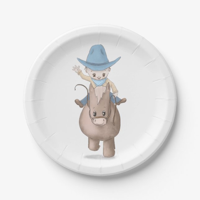 Little Cowboy Kids Western Party Paper Plate (Front)