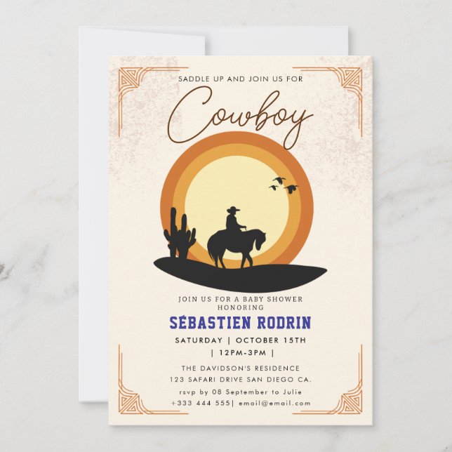 Little Cowboy Modern Baby Shower Invitation (Front)