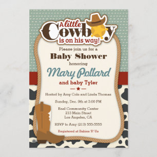 Little Cowboy Modern Baby Shower Invitation