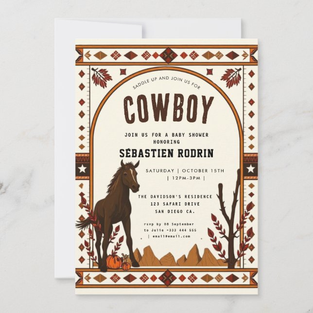 Little Cowboy Modern Baby Shower Invitation (Front)