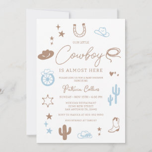 Little Cowboy Modern Wild West Baby Shower Invitation