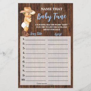 Little Cowboy Name that Baby Tune Shower Game Card