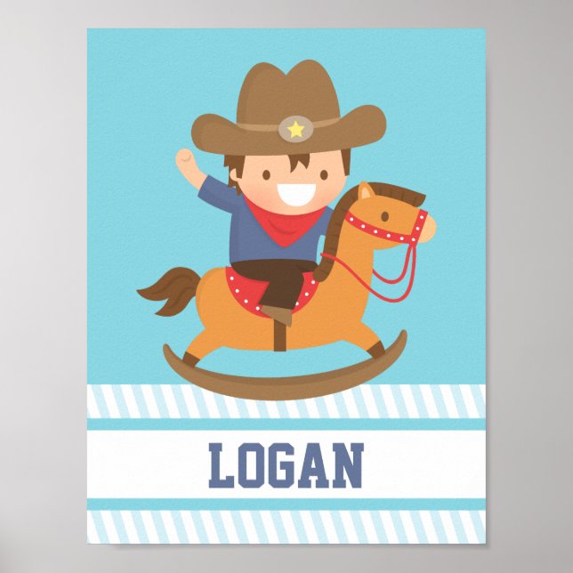 Little Cowboy Rocking Horse Boys Room Decor (Front)