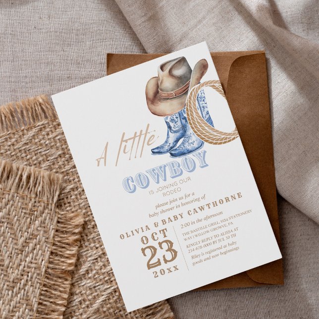 Little Cowboy Rodeo Baby Boy shower Invitation (Creator Uploaded)