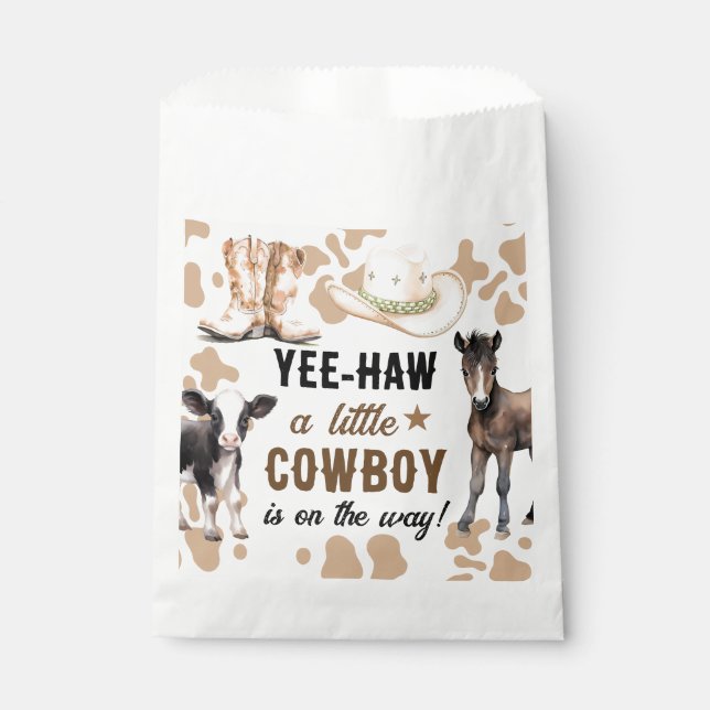 Little Cowboy Rodeo Baby Shower Favour Bags (Front)