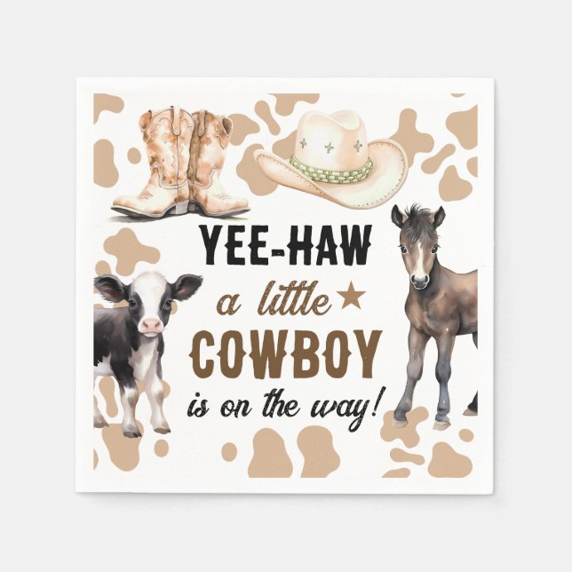 Little Cowboy Rodeo Baby Shower Napkin (Front)