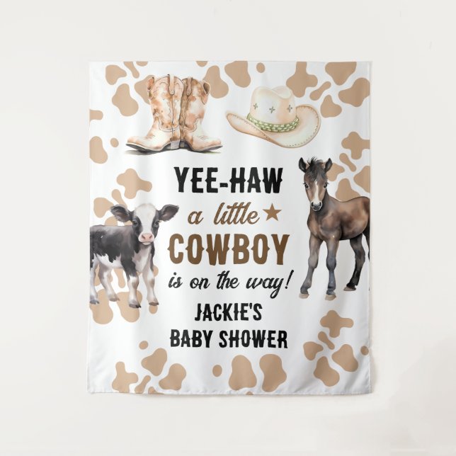 Little Cowboy Rodeo Baby Shower Tapestry (Front)