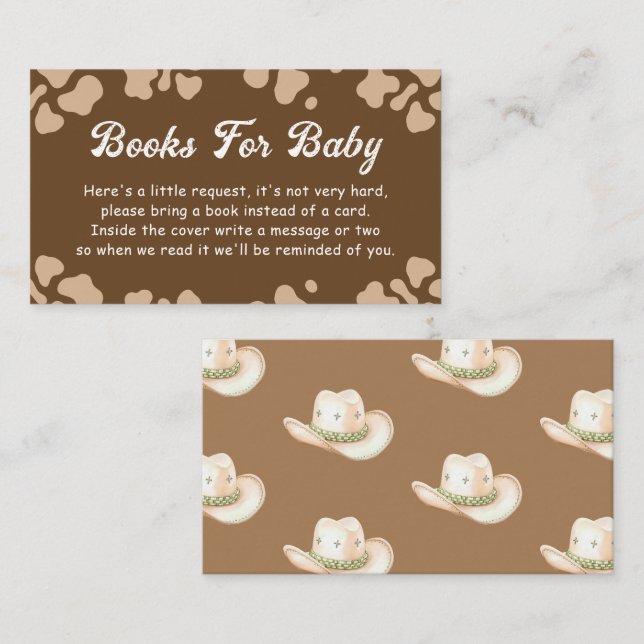 Little Cowboy Rodeo Books BAby Shower Enclosure Card (Front/Back)