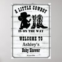 Little cowboy rustic black and white baby shower