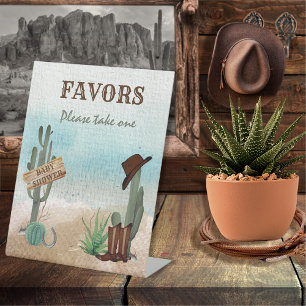 Little Cowboy Western Baby Shower Favours Pedestal Sign