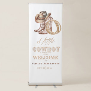Little Cowboy Western Baby shower Gender Neutral Retractable Banner