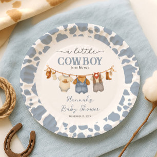 Little Cowboy Western Baby Shower Paper Plate