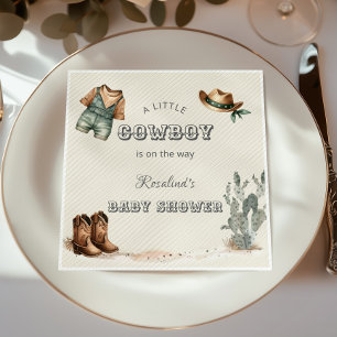 Little Cowboy Western Baby Shower Watercolor Napkin
