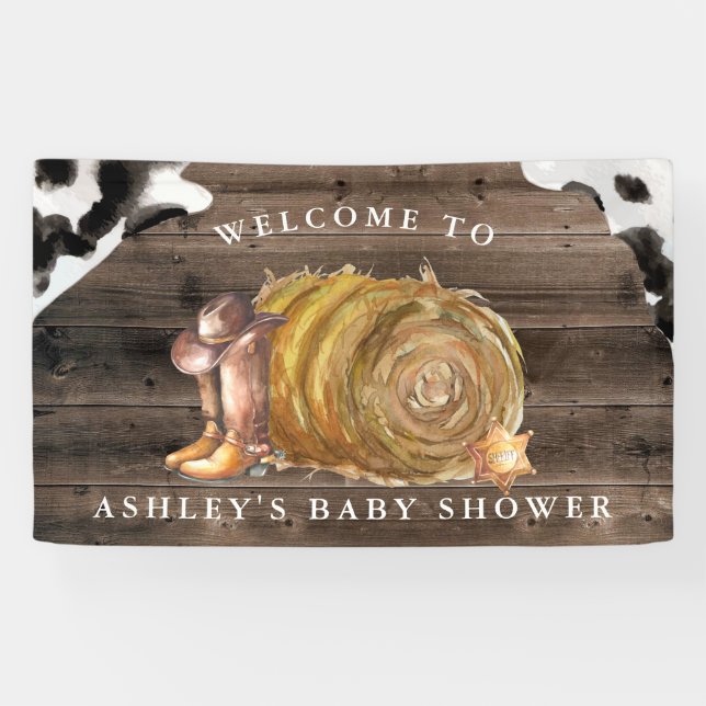 Little Cowboy | Western Baby Shower Welcome Banner (Horizontal)