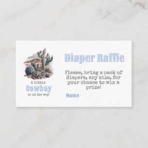 Little Cowboy Western Blue Boy Baby Shower Diaper Enclosure Card
