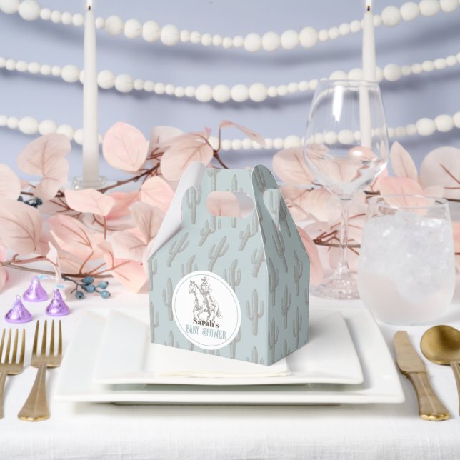 Little Cowboy Western Blue Boy Baby Shower Favour Box (Wedding)