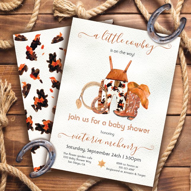 Little Cowboy Western Country Baby Shower Invitation (Creator Uploaded)