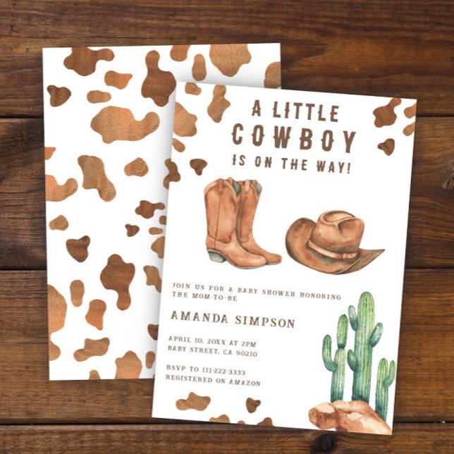 Little Cowboy Western Rodeo Baby Shower  Invitation (Creator Uploaded)