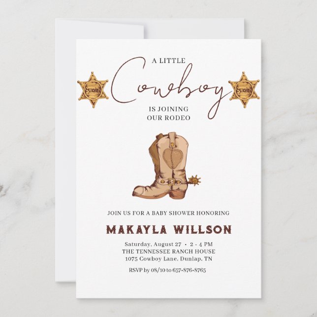 Little Cowboy Western theme Rodeo Baby Shower Invitation (Front)