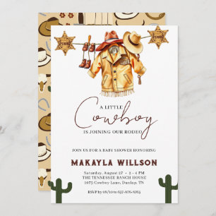 Little Cowboy Western theme Rodeo Baby Shower Invitation