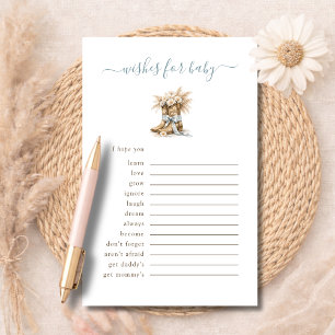 Little Cowboy Western Wishes For Baby Advice Card
