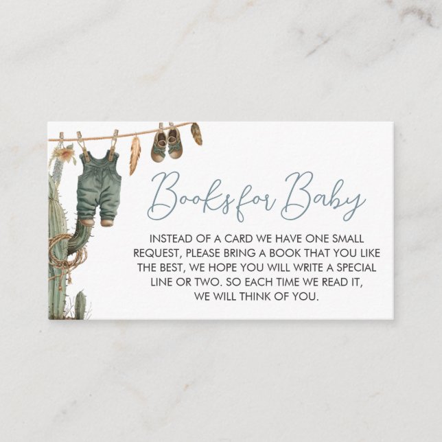 Little Cowboy Wild West Baby Shower Books for Baby Enclosure Card (Front)