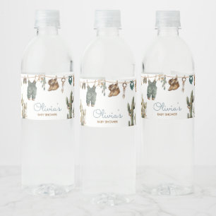 Little Cowboy Wild West Baby Shower Water Bottle Label