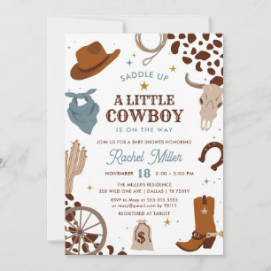 Little Cowboy   Wild West Boy Baby Shower Invitation