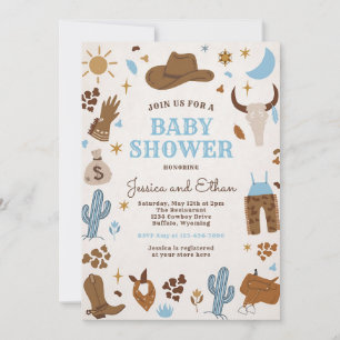 Little Cowboy Wild West Rodeo Baby Shower Invitation