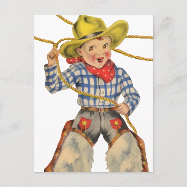 Little Cowboy With Lariat Postcard (Front)
