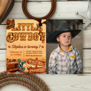 Little Cowboy with Photo Invitation