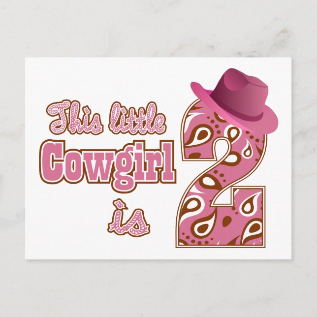 Little Cowgirl 2nd Birthday Postcard (Front)