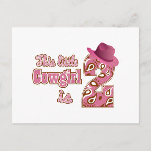 Little Cowgirl 2nd Birthday Postcard