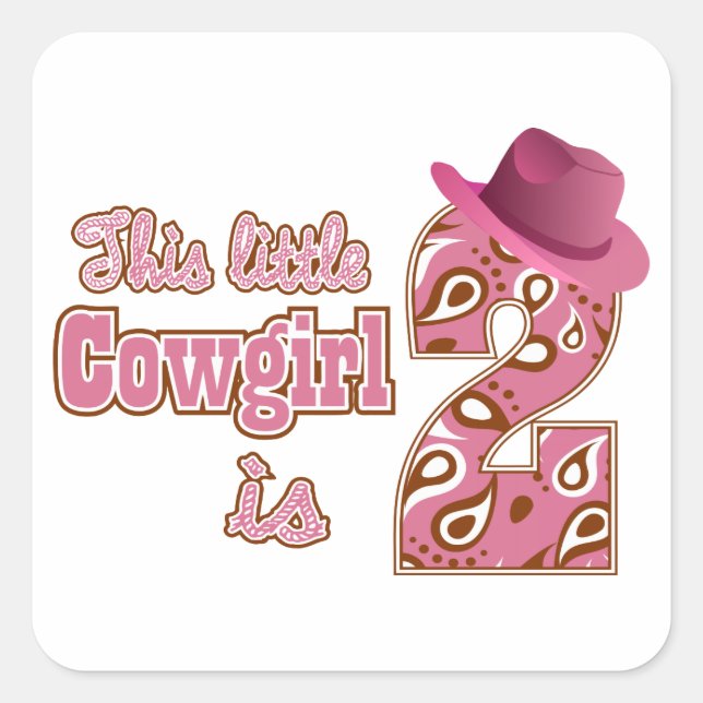 Little Cowgirl 2nd Birthday Square Sticker (Front)