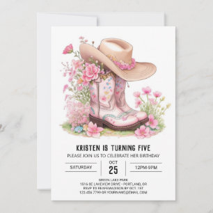 Little Cowgirl and Cacti Birthday Invitation