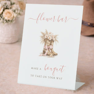 Little Cowgirl Baby Girl Shower Flower Bar Pedestal Sign