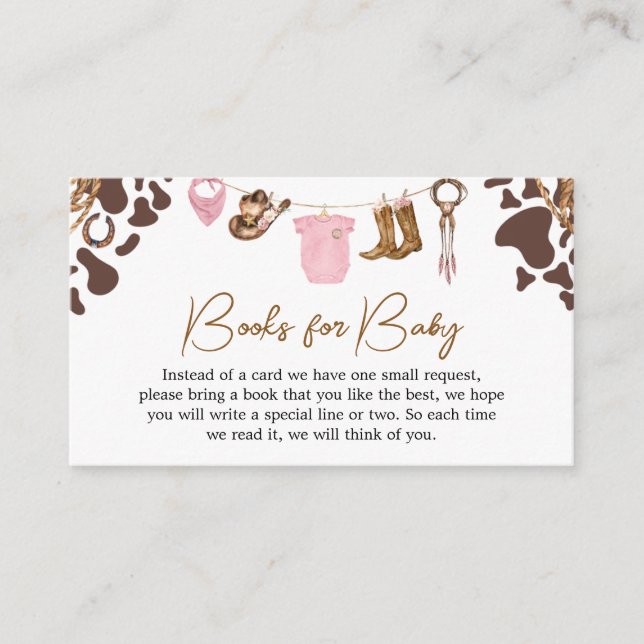 Little Cowgirl Baby Shower Books for Baby Enclosure Card (Front)