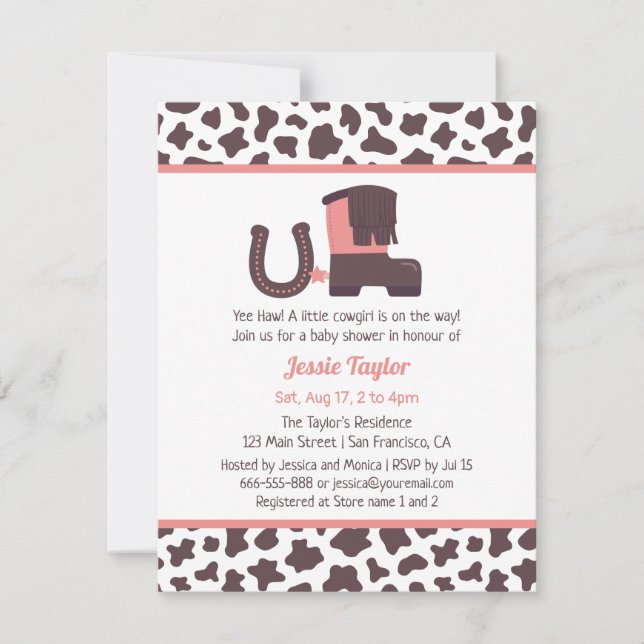 Little Cowgirl Baby Shower Invitations (Front)