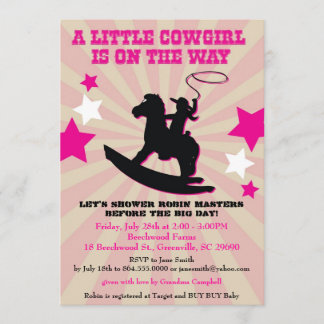 Little Cowgirl Baby Shower Invite Rocking Horse