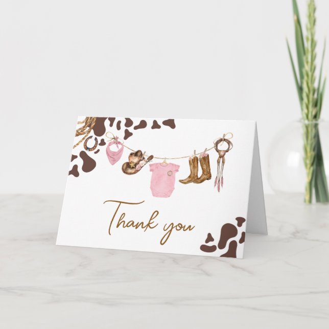 Little Cowgirl Baby Shower  Thank You Card (Front)