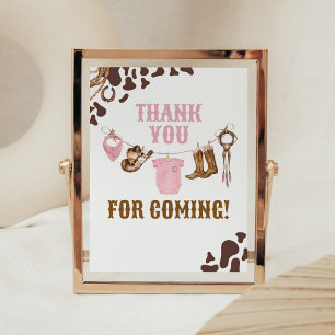 Little Cowgirl Baby Shower Thank you for Coming Poster