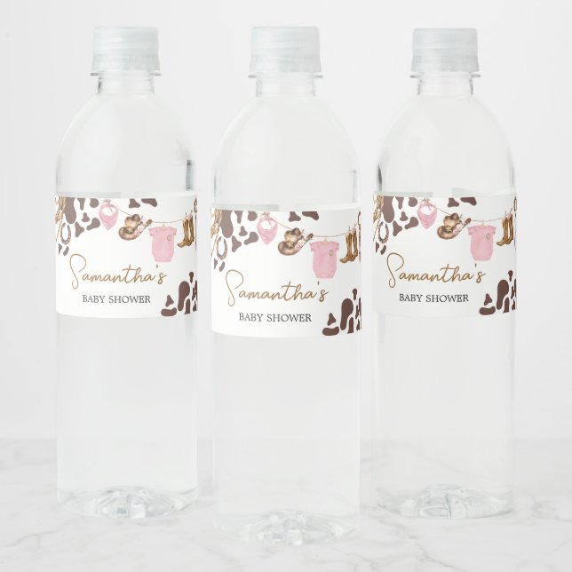 Little Cowgirl Baby Shower  Water Bottle Label (Bottles)
