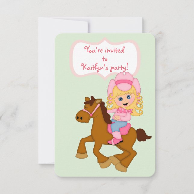 Little Cowgirl Birthday Party Invitation (Front)