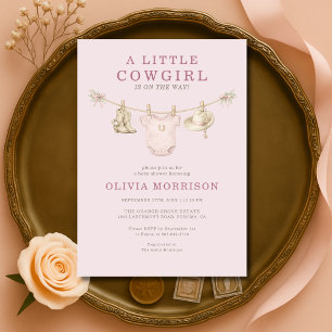 Little Cowgirl Blush Pink Girl Baby Shower Invitation