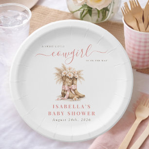 Little Cowgirl Boho Chic Girl Baby Shower     Paper Plate